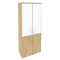 Офисный шкаф высокий широкий с белым стеклом в раме