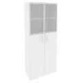 Офисный шкаф высокий широкий со стеклом в раме