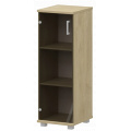 Офисный шкаф узкий средний закрытый (стекло)