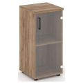 Офисный шкаф низкий узкий левый / правый (1 низкий фасад стекло, задняя стенка ЛДСП)